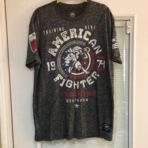 American Fighter Buckle tshirt black red blue 2XL